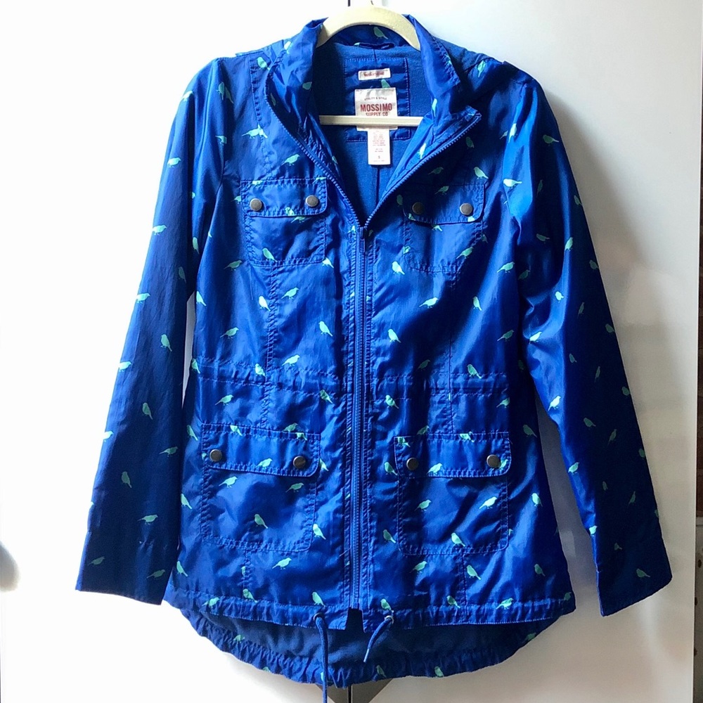 Mossimo Blue Sparrow Print Raincoat